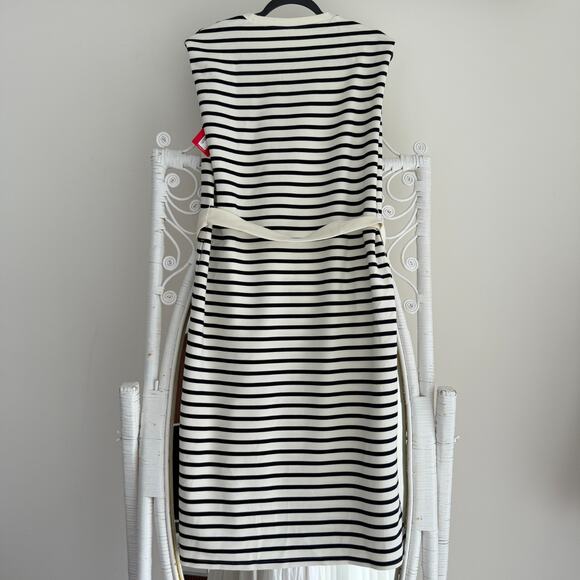 SPANX Air Essentials Tank Dress Large Cream Black Stripe Sleeveless Minimalist - Picture 4 of 12